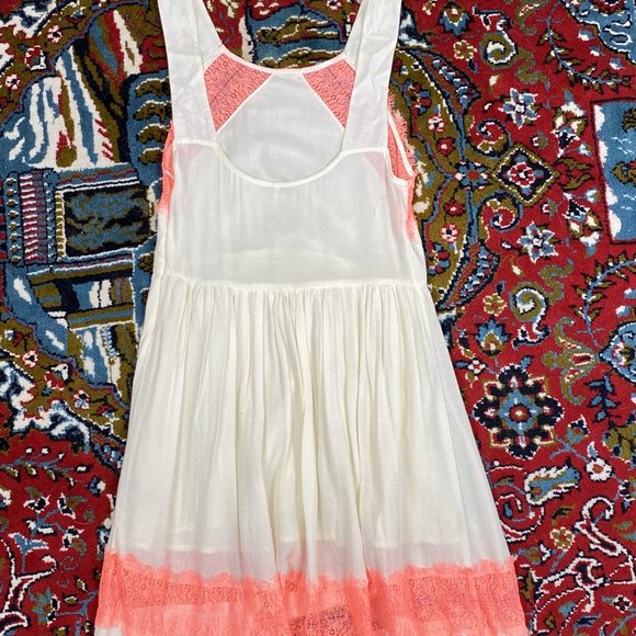 Free People 0 XS Ivory Neon Pink Dress Mini Short - Picture 6 of 6